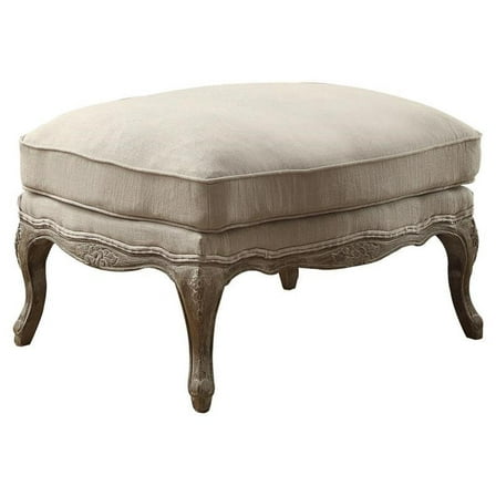 Pemberly Row Modern Traditional Wood Accent Ottoman in Natural