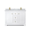 thumbnail image 3 of Wyndham Collection Square-Sinks Wood Double Bathroom Vanity in White/Gold, 3 of 5