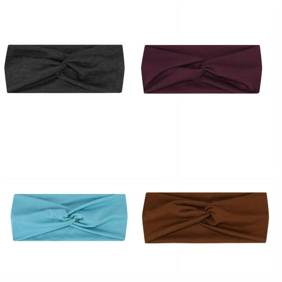 DESIGNICE 4Pcs Headbands Breathable Mesh Thick Headbands for Women,Secure Fit Soft Texture Head Wraps for Women,Style8,Multicolor