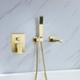 thumbnail image 3 of Double Handle Wall Mounted Bathroom Tub Filler with Hand Shower, Brass Matte Black Waterfall Bathtub Faucet, Brushed Gold, 3 of 5
