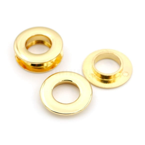 CRAFTMEMORE Metal Push Snap Together Grommet Flat Surface Snap Rings Eyelet O-Rings Purse Loop Easy Installation Pack of 4 (17mm (11/16""), Gold)
