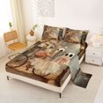 thumbnail image 2 of Manfei Halloween Romantic Ghost Bed Sheets 4-Piece, Autumn Rose Leaves Full Size Sheets, Brown Orange Pink,1 Fitted Sheet, 1 Flat Sheet and 2 Pillowcases, 2 of 5