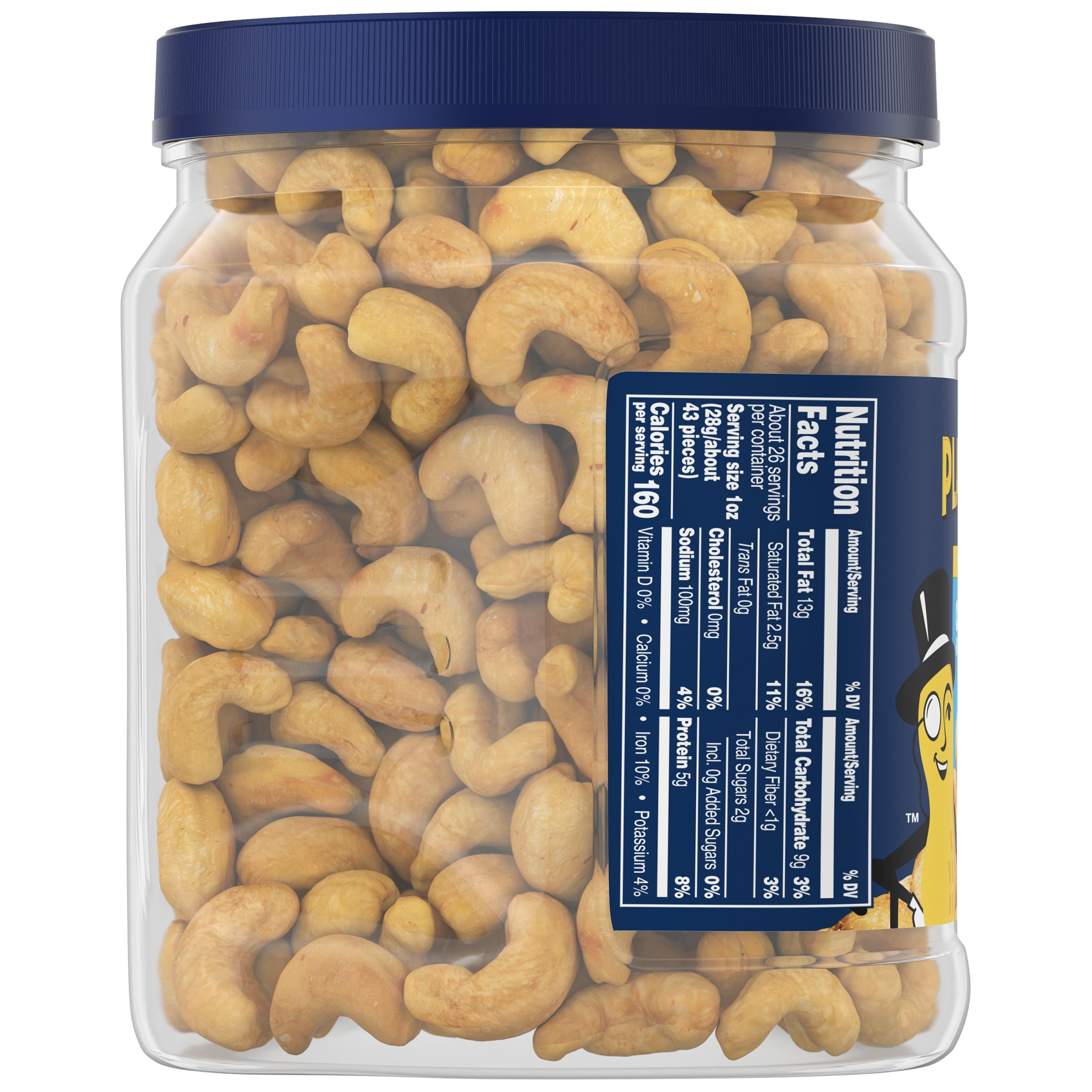 (2 pack) PLANTERS Salted Cashew Halves and Pieces, Party Snacks, Plant-Based Protein, 26 oz Canister