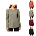 thumbnail image 1 of Chemises à Manches Longues pour Femmes 2026 Printemps Tendance Col Rond Basique Côtelé Tricoté Décontracté T-Shirt Blouse, 1 of 4