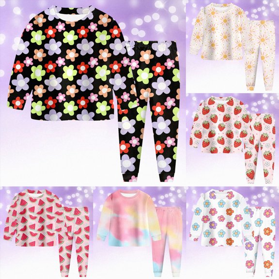6-7 Years Child Baby Girl Clothes Outfit Sweatshirt Pink Pants Set Toddler Outfits Baby Girl Fall Winter Pajama Set Outfits Sweatshirt Joggers Pants Set