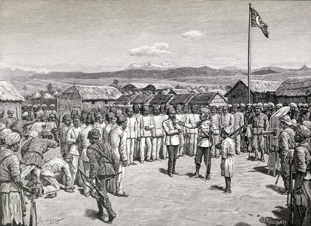 Sir Henry Morton Stanley Addressing Rebel Officers At Kavalli Africa During His Emin Pasha Relief Expedition 1886 To 1889 From In Darkest Africa By Henry M Stanley Published 1890 Canvas Art - Ken Wels