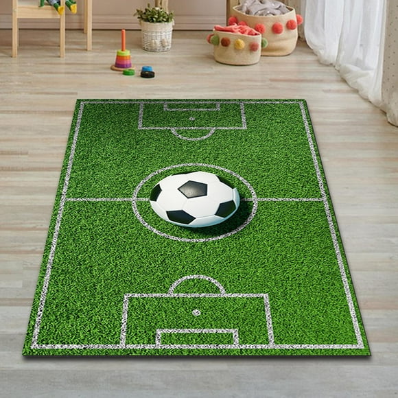 Sports Field Rugs, Kids Play, Washable Sports Themed Pad Decor Yoga Mat Carpets, 60cmx90cm Ball