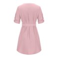 thumbnail image 4 of FAIWAD Robe Chemise à Col en V pour Femme, Manches Courtes, Boutonnée, Robe Tunique d'Été Décontractée, Mini-Robe avec Ceinture, 4 of 5