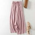 thumbnail image 3 of Perfectbot Women's Linen Palazzo Pants - Breathable Wide Leg Drawstring Waist Casual Trousers, 3 of 6