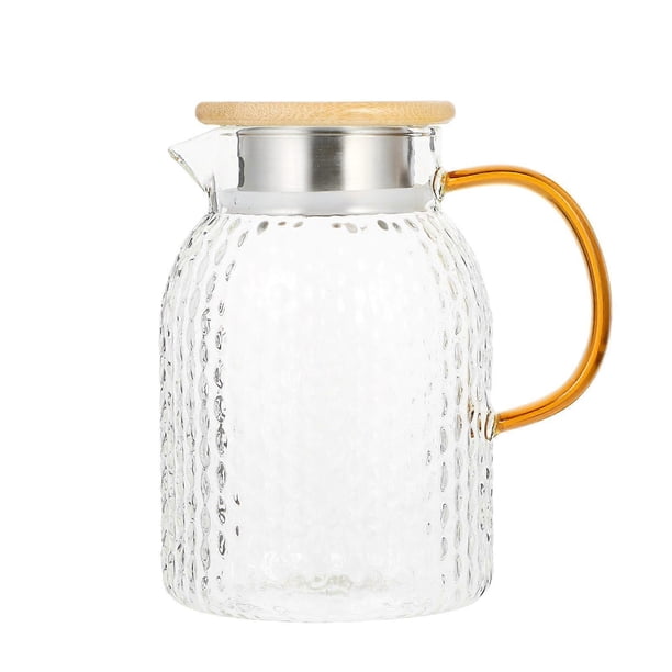 1Pc Glass Pitcher Home Heat-resistant Transparent Water Carafe with Lid