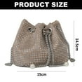 thumbnail image 2 of Mini Crossbody Shoulder Evening Bag Shinny Bling Clutch Purse Bucket Pearl Strap Handbag for Women-Khaki, 2 of 5