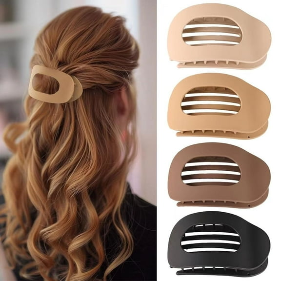 New flat retro elegant oval hair clip with a back of the head disc and a curved arc-shaped design, featuring a shark clip for girls' hair accessories and headwear