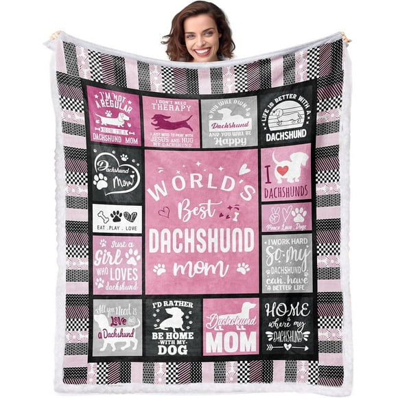Sherpa Blanket for Dachshund Lover Dog Mom Gifts for Women Best Dachshund Mom Ever Sherpa Blanket for Dog Lovers Owners Fun Dog Lady Gift 50"x60"