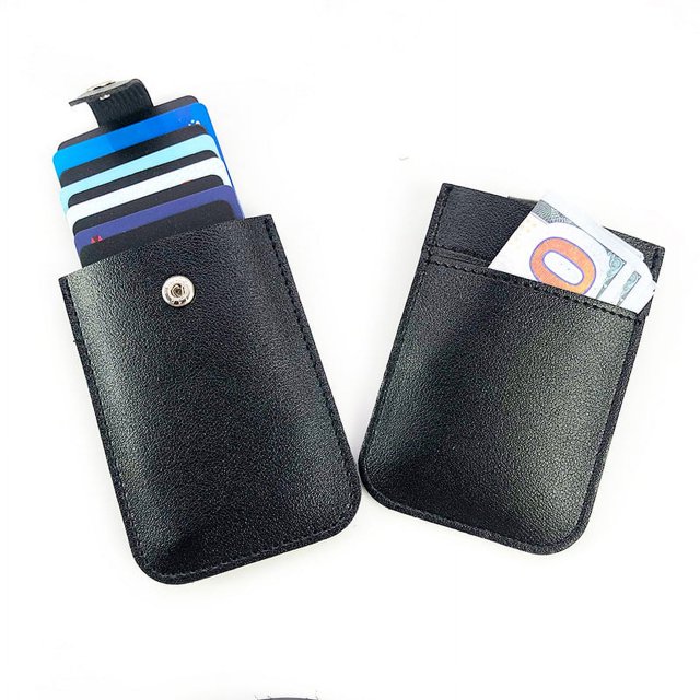 Estuche para tarjetas extraíble apilado, portátil, de cuero sintético, con cierre de cremallera, para mujer, pequeño y exquisito