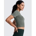 thumbnail image 4 of CRZ YOGA Seamless Crop Workout Tops for Women Athletic Running Gym Yoga Short Sleeve Shirts Basic, 4 of 6