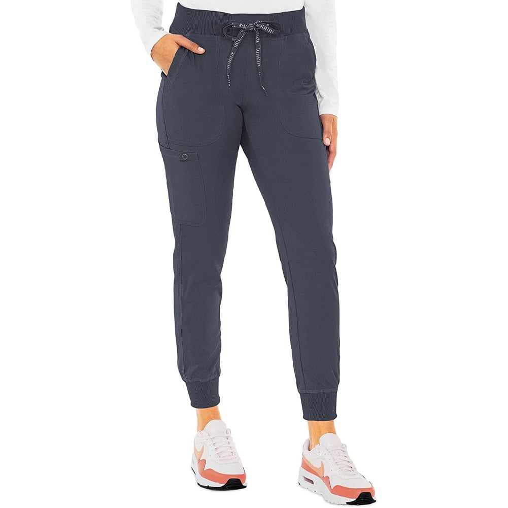 MED COUTURE Women Jogger Yoga Pant, Color Pewter, Size S (7710PPWTRS)