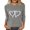 Gray, variant on Fall Fashion Must Haves Women's Ribbed Knit Top 3/4 Sleeve Round Neck with Heart Print Design Tees Tshirts Blouse for Casual Wear Women Fall Clothes