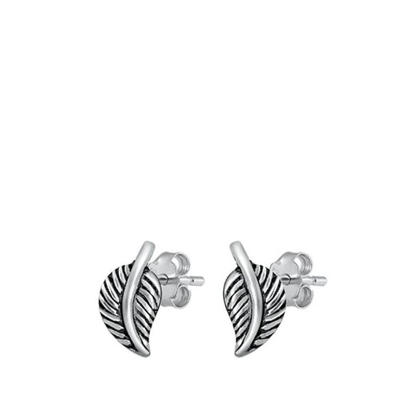 Sterling Silver Dainty Leaves Stud Earrings Oxidized Leaf 925 Jewelry Female Unisex