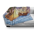 thumbnail image 3 of Pirate Ship Soft Flannel Fleece Throw Blanket, Ghost Ship on Exotic Sea near Treasure Island with Palm Trees and Open Chest, Cozy Plush for Indoor and Outdoor Use, 60" x 80", Multicolor, by Ambesonne, 3 of 6