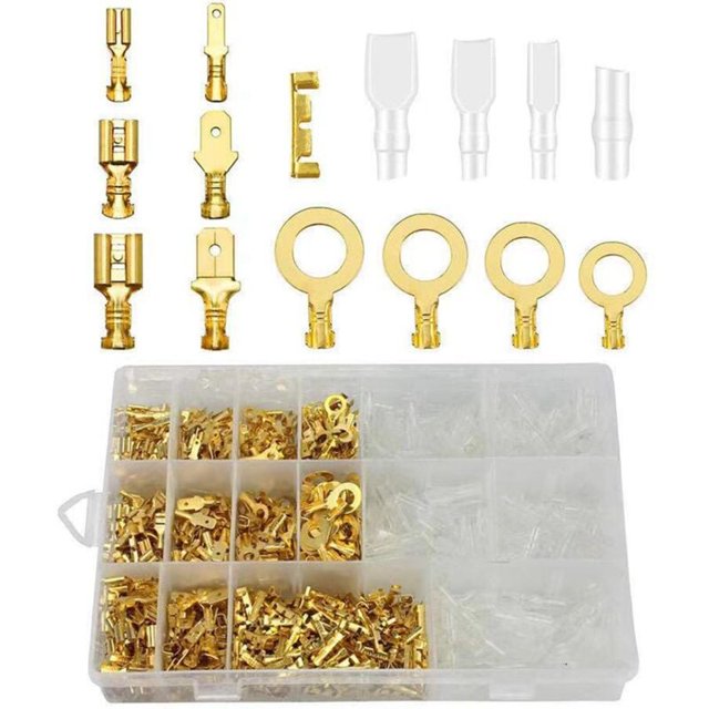 1000PCS Quick Splice Crimp Terminals Set 2.8 4.8 6.3mm Brass Insulated Sheath Crimp Terminals Kit for Industry 1000PCS,DUBUNS