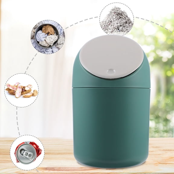 Raindrops Small Plastic Trash Can with Lid, Compact 7.9x4.7x4.7 Inch Mini Waste Bin for Bathroom, Bedroom, Office