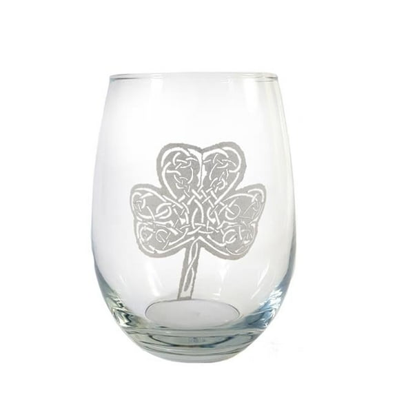 Lyoncraft SWCL01 18 oz Celtic Clover Engraved Stemless Wine Glass