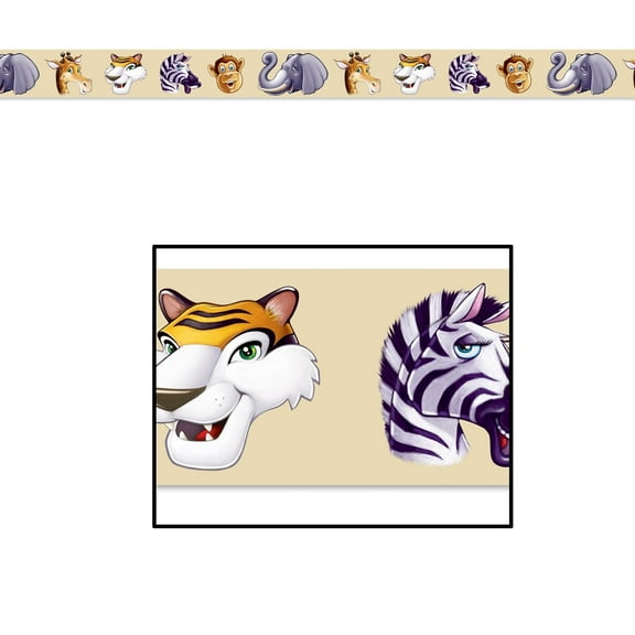 Beistle - Jungle Animals Party Tape - 3" x 20' - Pack of 12