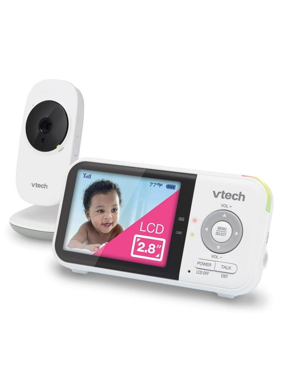 VTech VM819 Video Baby Monitor with 19 Hour Battery Life, 1000ft Long Range, 2.8 Display, Auto Night Vision, 2Way Audio Talk, Temperature Sensor and Lullabies,480p