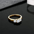thumbnail image 3 of Gem Stone King 18K Yellow Gold Plated Silver 3-Stone Ring Round 0.96cttw Moissanite (Size 8), 3 of 5