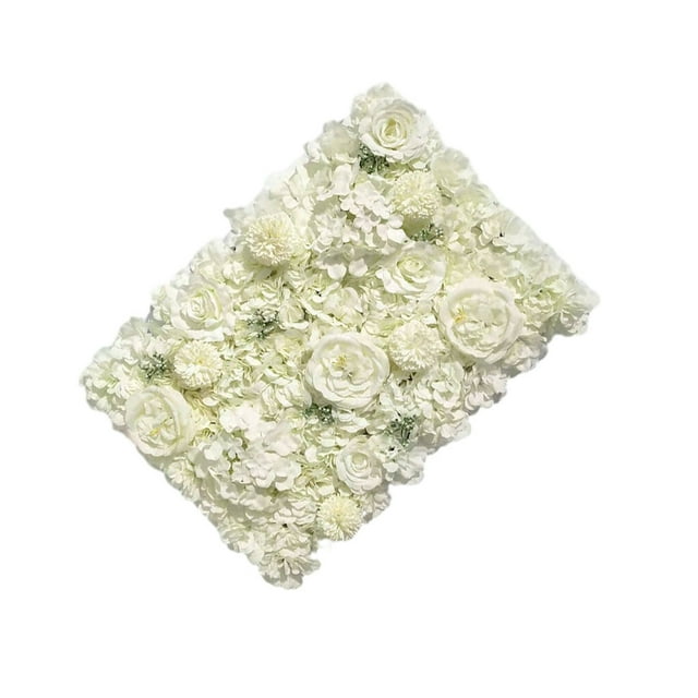 Artificial Silk Flowers Wall Panel Wedding Party fake hedge Floral Backdrop White