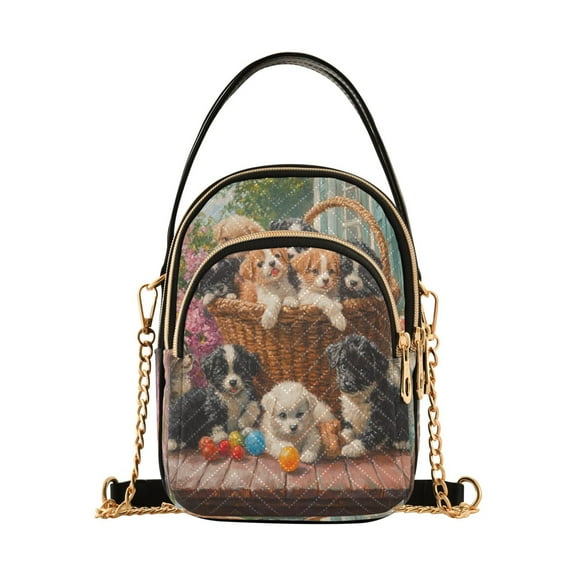 YAZAOO Cross Body Fashion Shoulder Waist Purse Bags Basket Of Puppies and Kitten Pocket Handbags