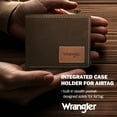 thumbnail image 4 of Wrangler Men’s Bifold Wallet Genuine Leather, RFID Blocking, Casual Everyday 10-20 Cards Purse with AirTag Holder, Gift for Him, 4 of 8