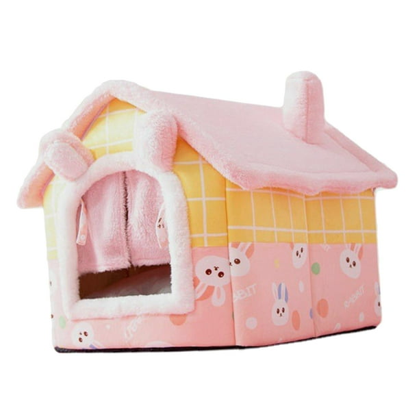 Casa portátil para gatos, cama antideslizante lavable, perrera, nido cálido, cojín, para suelo de perro, cachorro, de invierno L Sunnimix Casa de la cama del gato