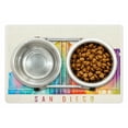 thumbnail image 1 of San Diego Pet Mat for Food and Water, Vibrant Watercolored Landmarks High Rise Buildings Architecture Theme Grunge Look, Non-Slip Rubber Mat for Dogs and Cats, 18" X 12", by Ambesonne, 1 of 2