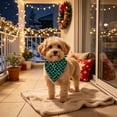 thumbnail image 5 of Christmas Pet Bandana, 23.6in Plaid Snowflake Triangle Scarf for Dogs & Cats, Holiday Party Outfit, Green, 5 of 6