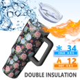 thumbnail image 5 of 40oz Pioneer Flower Floral Print Pattern Insulated Tumbler with Handle, BPA-Free Leak Proof Lid and Straws, Double Wall Vacuum, Hot 12h/Cold 34h, 5 of 6
