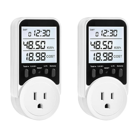 2X Watt Meter, Plug-in Socket Power Wide Range, Backlit Large Display, Electricity Usage Monitor US Plug