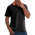 thumbnail image 1 of Playeras Elvqul Hombre Manga Corta Negro Liso Abotonada Deportivas Casuales con Solapa, 1 of 5