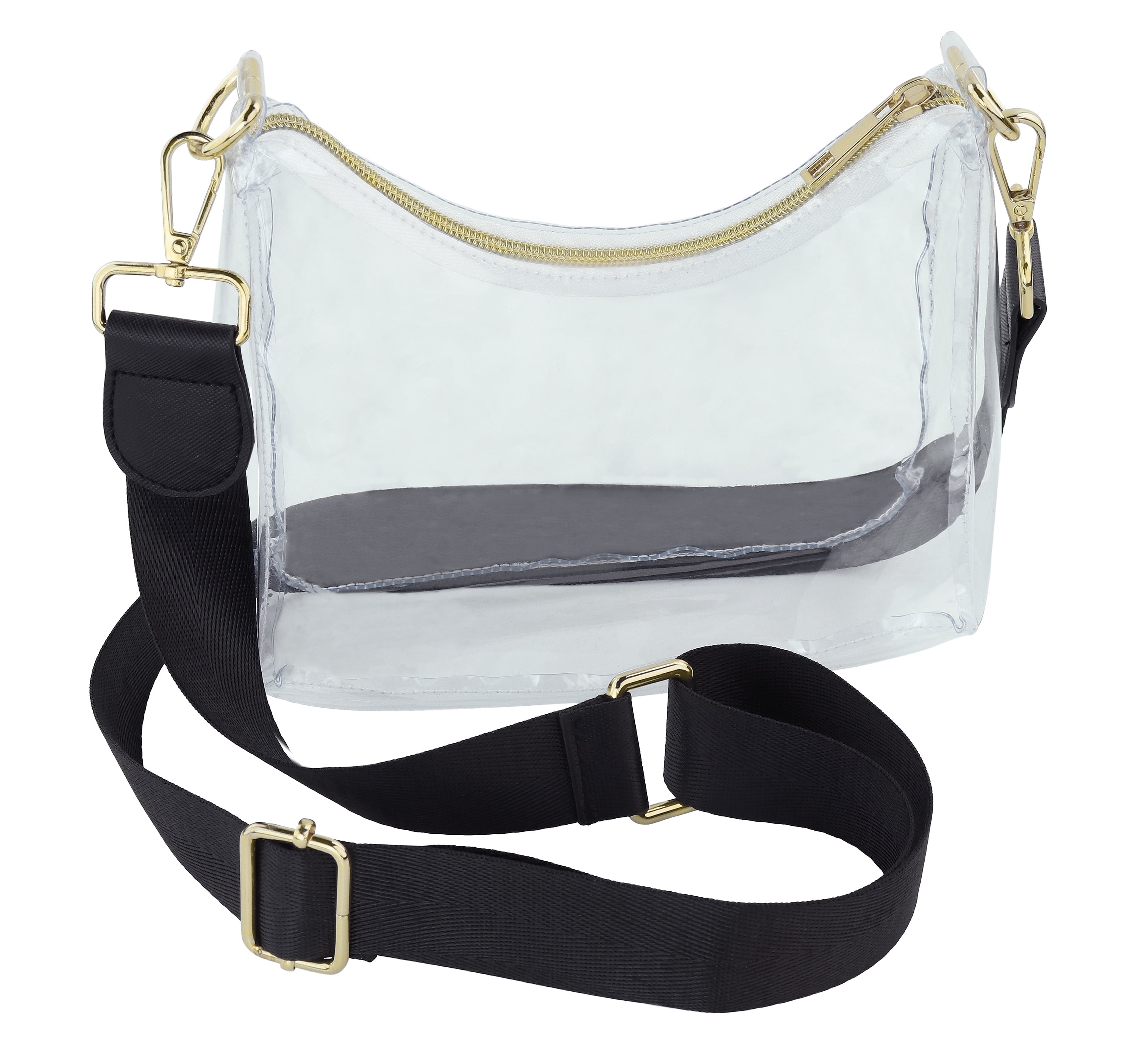 (3 pack) Hello Hobby Clear Crossbody Handbag with Gold Zipper and Adjustable Strap