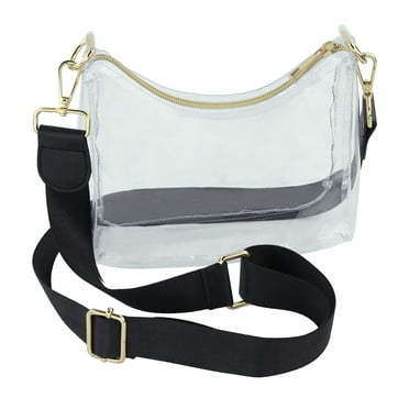 Hello Hobby Clear Crossbody Handbag with Gold Zipper and Adjustable Strap