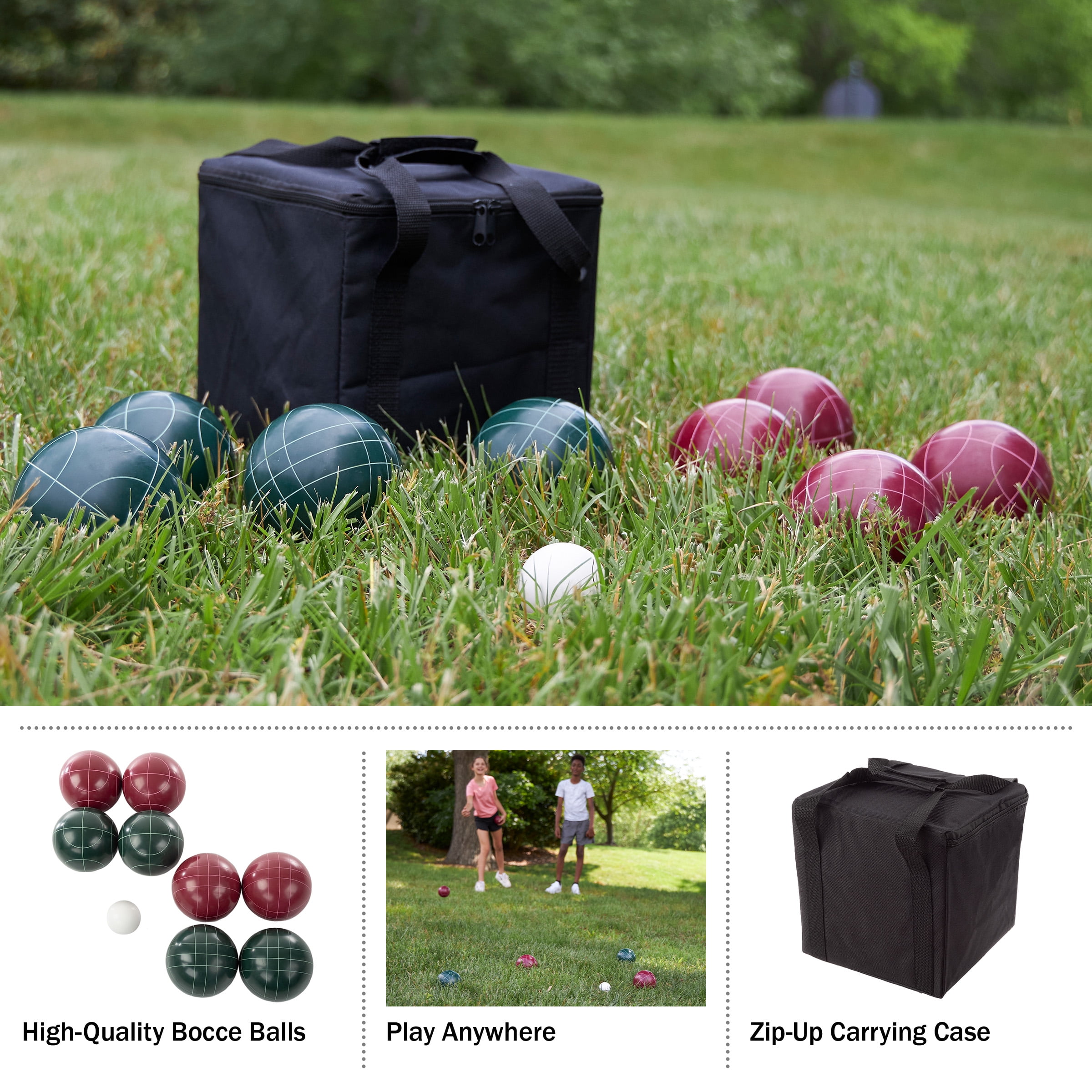 Trademark Games Regulation Bocce Ball Set with 8 Balls, Pallino, and Case