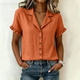 thumbnail image 4 of SAFUNY Women's Button Down Shirt Button Closure Collared Neck Short Sleeve Summer Style For All Day Wear Orange M, 4 of 8