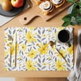 thumbnail image 2 of Country Yellow Flowers Placemats Set&nbsp;of 1 Grey Plant Leaves Dasiy Floral Heat Insulation Washable Place Mats, Non-Slip Table Mats for Dining Table Party Kitchen Decor,13x19 Inch, 2 of 9
