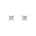 thumbnail image 3 of 0.5 Ct Princess Cut Studs Clear Crystal 18K Rose Solid Gold Everyday Dainty Earrings Push Back, 3 of 7