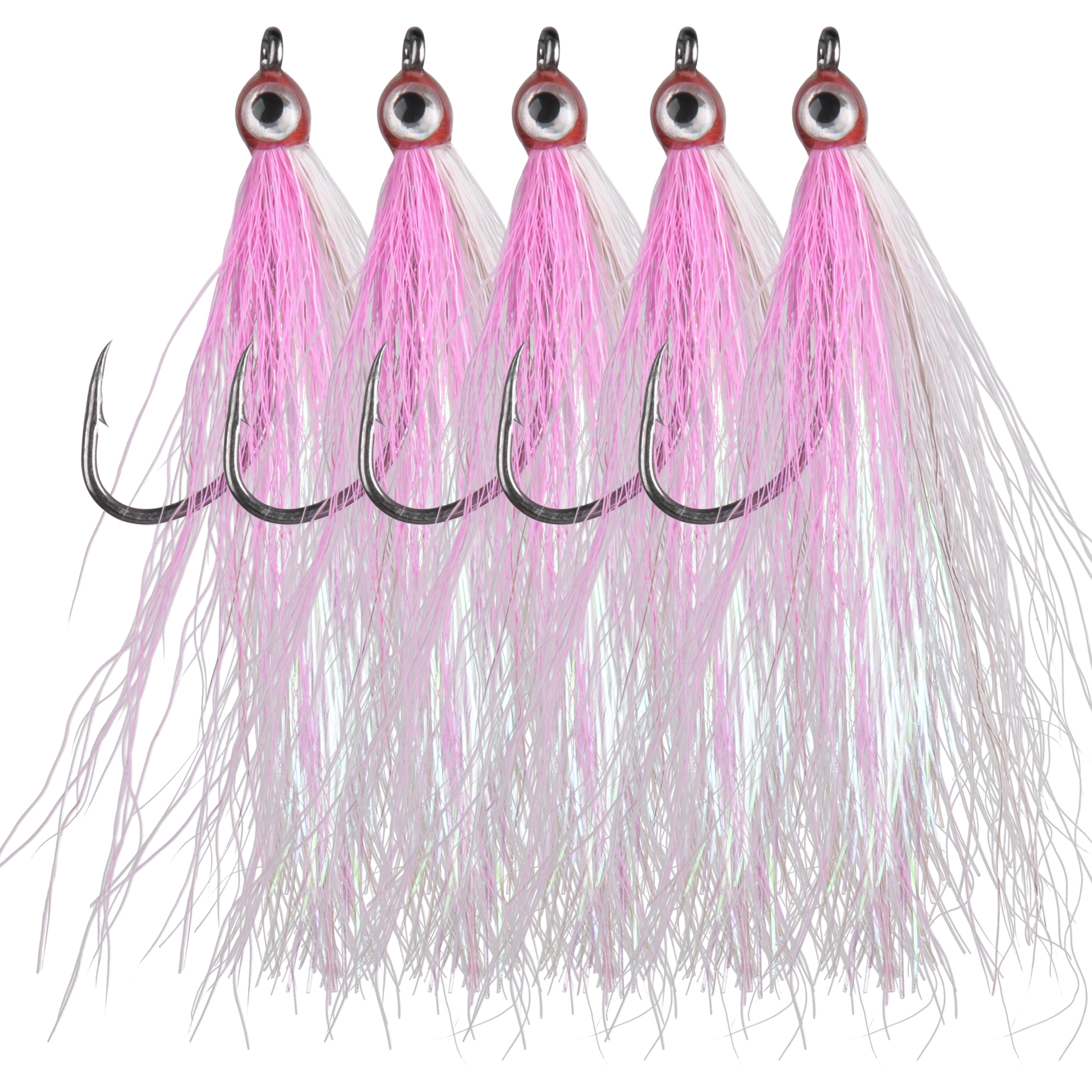 Fishing Bucktail Teaser Hooks,5pcs Saltwater Fishing Teaser Lures with