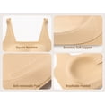 thumbnail image 6 of Deyllo Women's Wireless Bras Plus Size Full Coverage Padded Smooth Seamless T-shirt Sleep Everyday Bra Cami Crop Top, Drak Nude 2XL, 6 of 13
