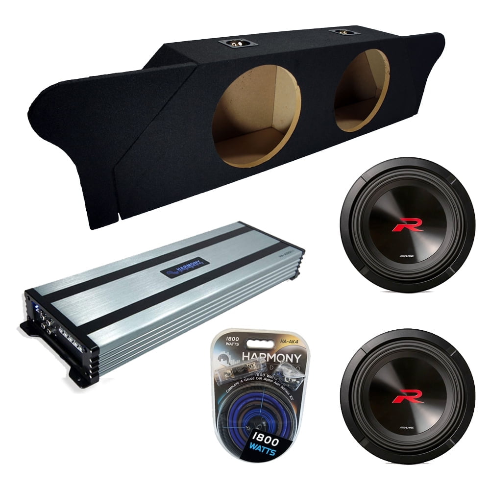 Compatible with 1982-1992 Chevy Camaro Coupe Alpine Next-Generation R-Series R2-W12D2 Dual 12" Sub Box Enclosure Package with Harmony HA-A1500.1 Amplifier & 0GA Amp Kit