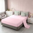 thumbnail image 3 of Homewish Contemporary Striped Twin Bedding, Pink Green Silver Bedding Comforter Set, Pink Reversible, 7 Pieces, 3 of 6