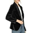 thumbnail image 4 of INSPIRE CHIC Juniors Work Shawl Collar Long Sleeve One Button Velvet Blazer, 4 of 6