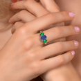 thumbnail image 4 of Gem Stone King 925 Sterling Silver Blue Lapis and Green Nano Emerald Ring for Women (2.80 Cttw, Gemstone Birthstone, Size 7), 4 of 6